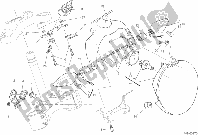 Tutte le parti per il Faro del Ducati Monster 821 Stripes 2016
